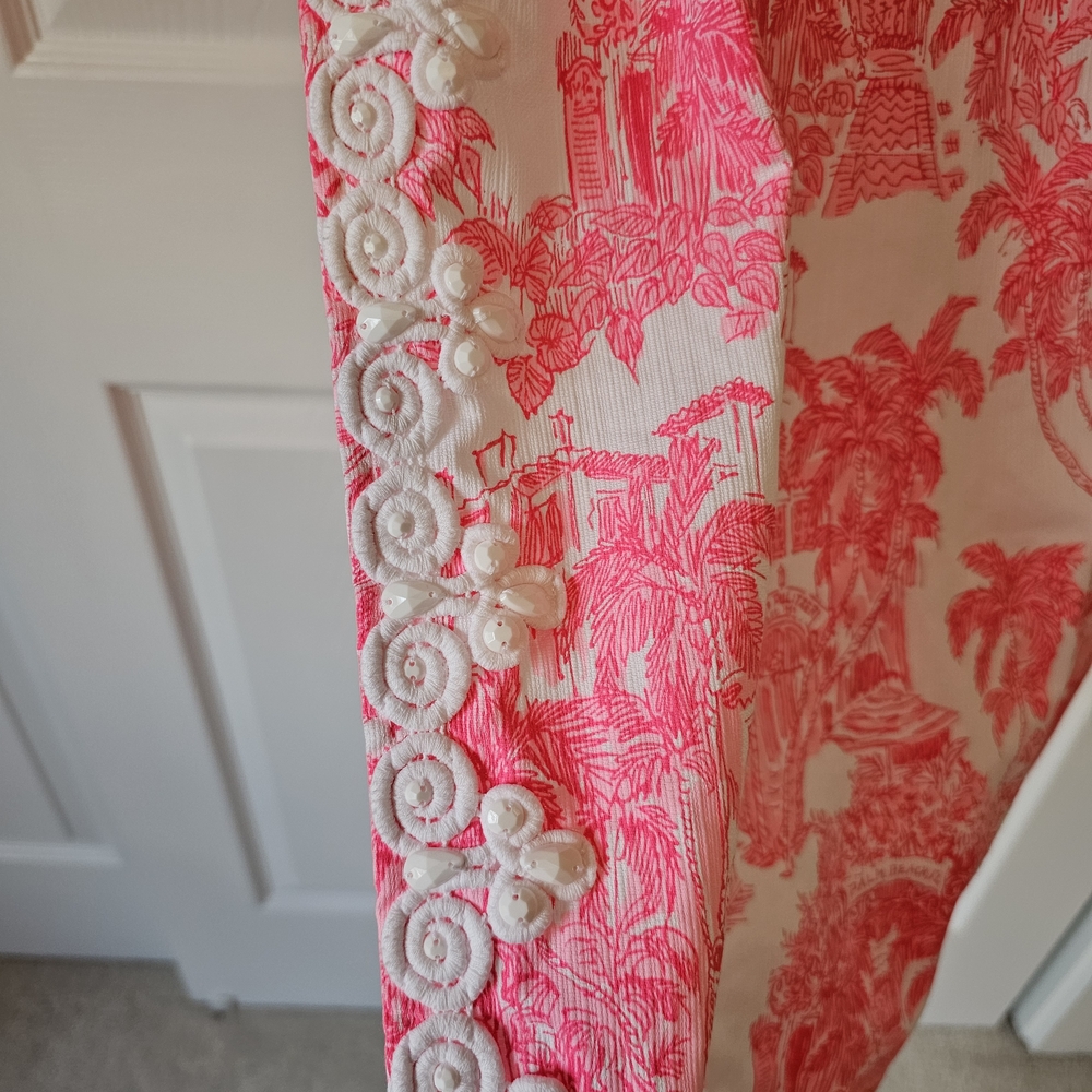 Lilly Pulitzer Pink HARLYN MAXI ROMPER 65TH Anniversary Toile- Size 6 - Picture 8 of 13